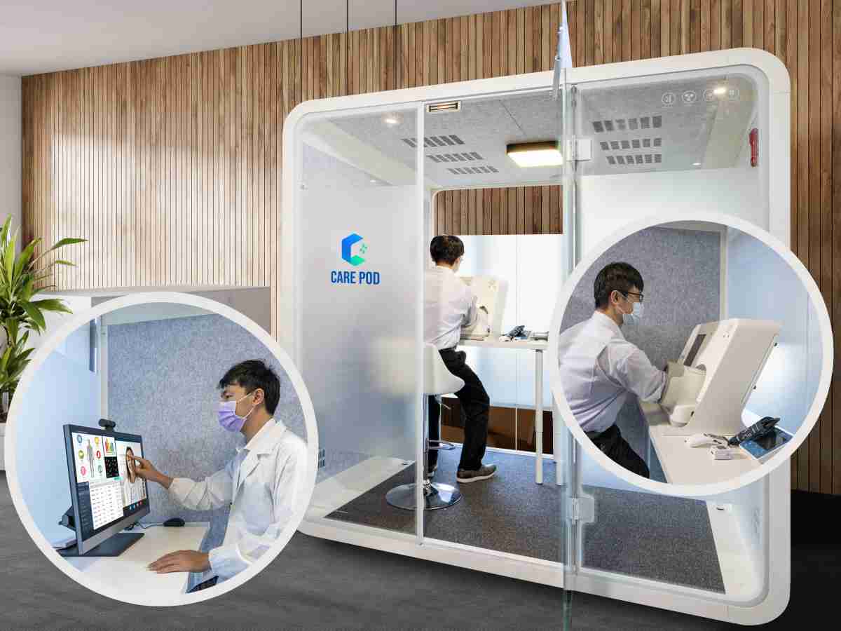 达擎于医疗科技展中展出＂远距诊疗舱＂，，，，以因应医疗数字化及社会高龄化趋势下、、、、复诊及慢性病患等族群对于远距看诊需求逐渐升高所推出的创新整合方案。。。。多功能合一、、、高隐私性的远距诊疗舱可根据病患端与医师端的不同需求，，提供弹性化及客制化功能，，，节省医生和病患的精力及时间